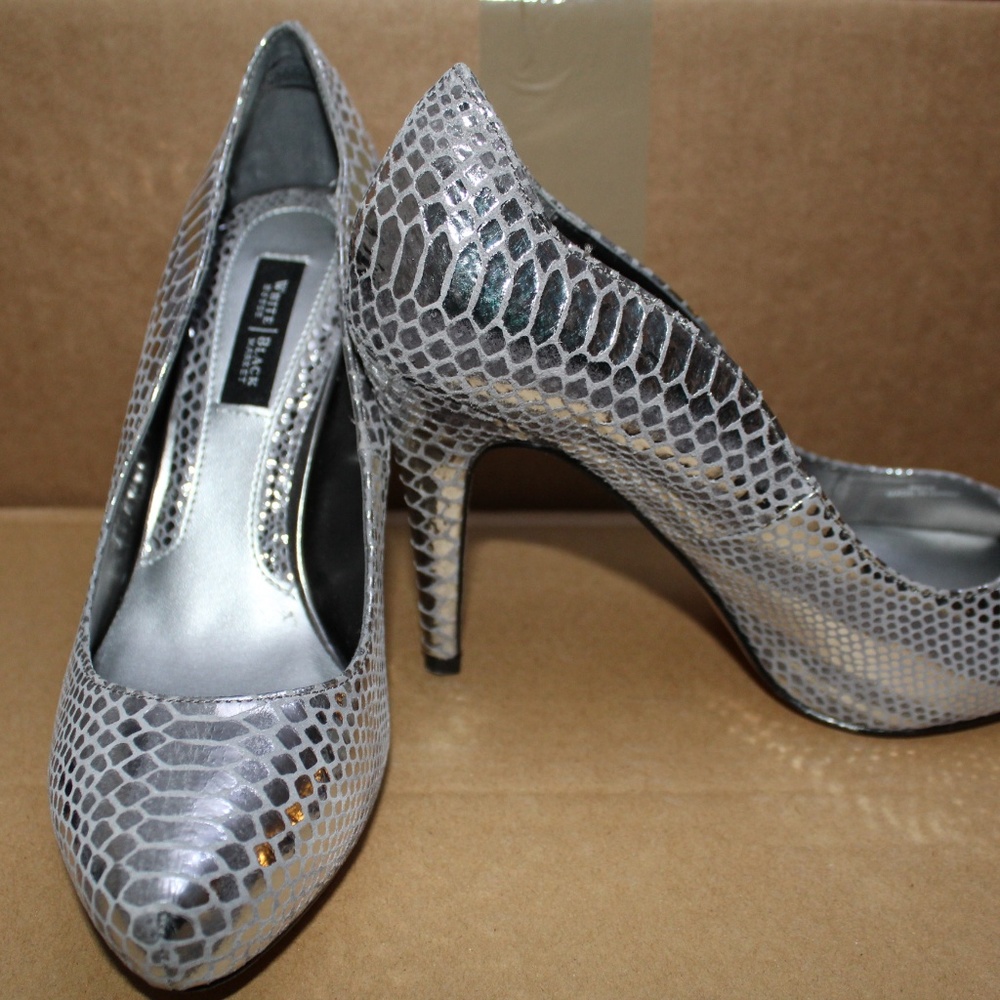 WHBM Silver Faux Snake Skin Heels - Picture 2 of 7